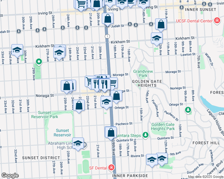 map of restaurants, bars, coffee shops, grocery stores, and more near in San Francisco