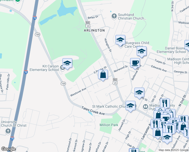 map of restaurants, bars, coffee shops, grocery stores, and more near 108 Rosedale Avenue in Richmond