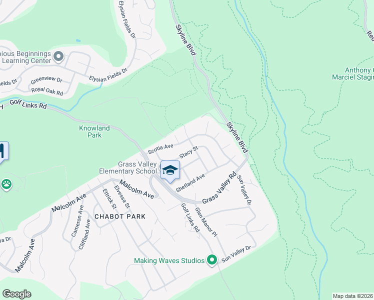 map of restaurants, bars, coffee shops, grocery stores, and more near 4850 Scotia Avenue in Oakland