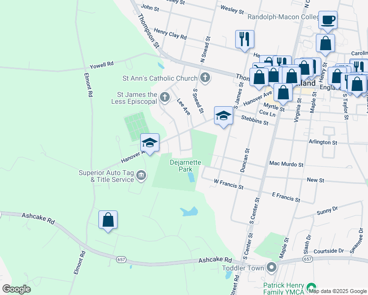 map of restaurants, bars, coffee shops, grocery stores, and more near 205 Beverly Road in Ashland