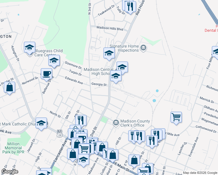 map of restaurants, bars, coffee shops, grocery stores, and more near 705 North 2nd Street in Richmond