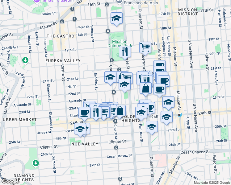 map of restaurants, bars, coffee shops, grocery stores, and more near in San Francisco