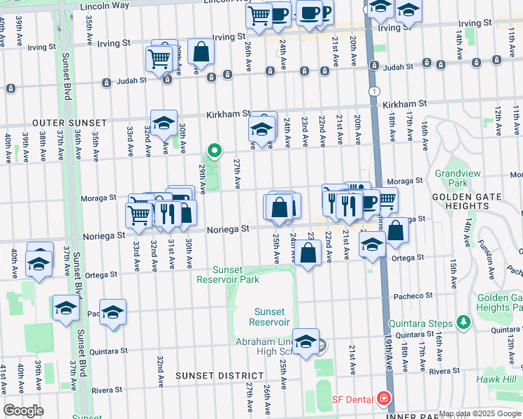 map of restaurants, bars, coffee shops, grocery stores, and more near 1738 26th Avenue in San Francisco
