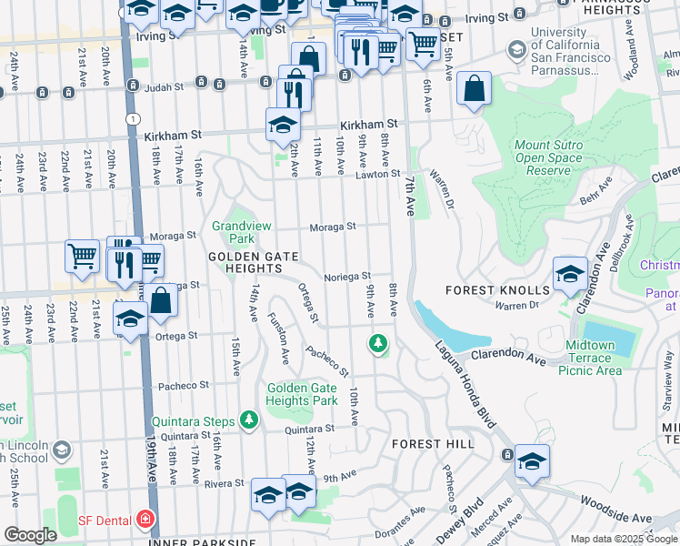 map of restaurants, bars, coffee shops, grocery stores, and more near 1780 11th Avenue in San Francisco