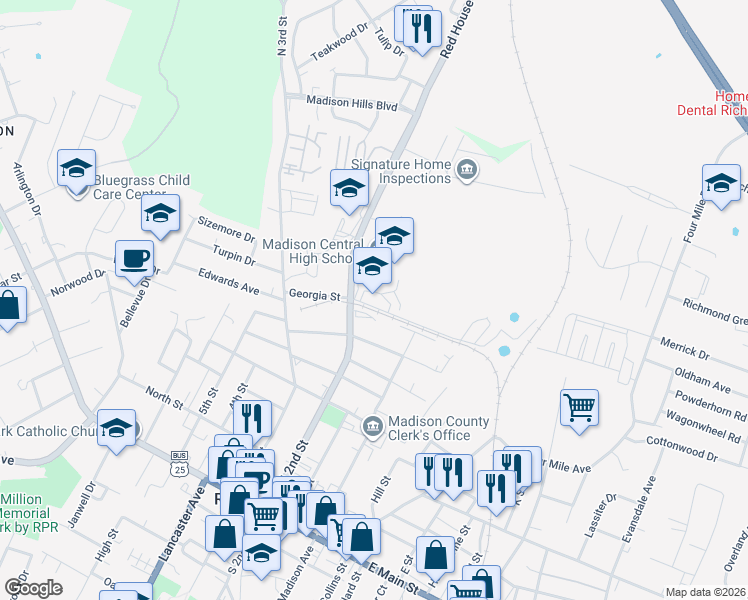 map of restaurants, bars, coffee shops, grocery stores, and more near 703 North 2nd Street in Richmond