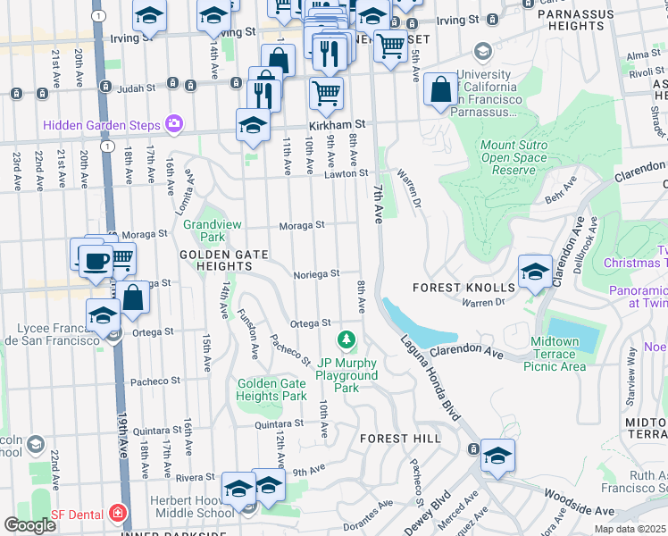 map of restaurants, bars, coffee shops, grocery stores, and more near in San Francisco