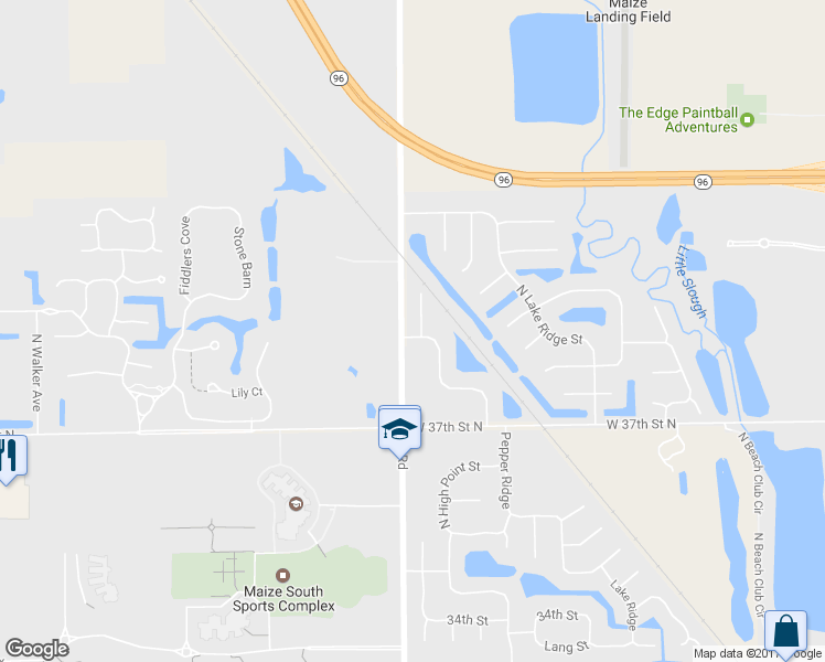 map of restaurants, bars, coffee shops, grocery stores, and more near 8760 West Havenhurst Court in Wichita