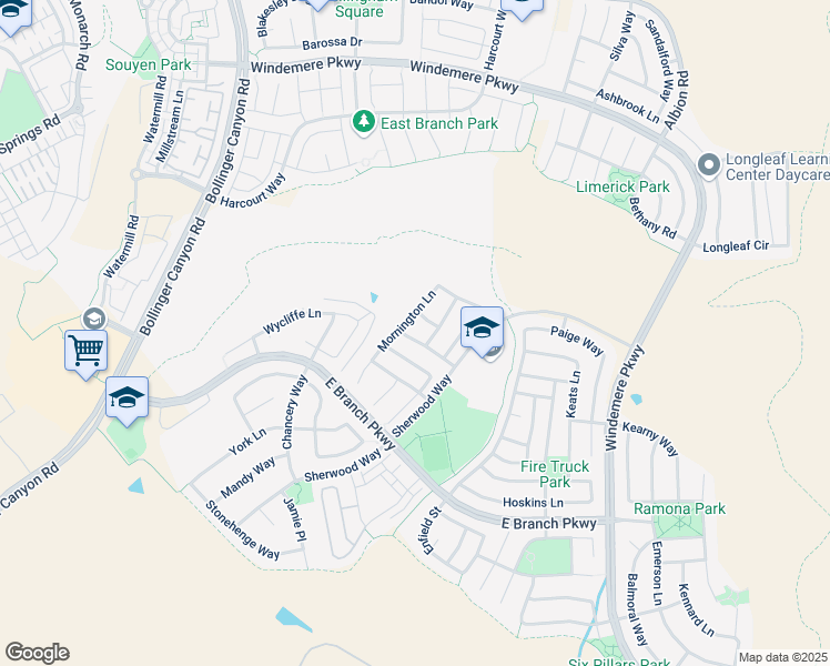 map of restaurants, bars, coffee shops, grocery stores, and more near 2662 Melbourne Way in San Ramon
