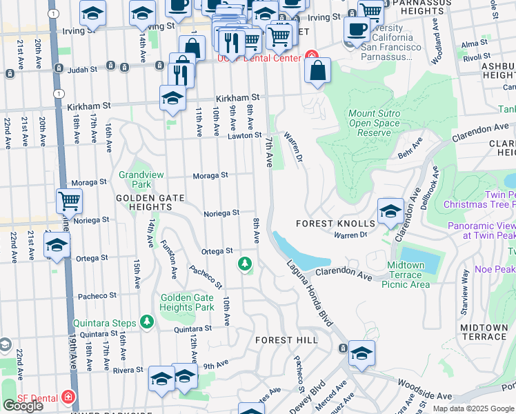 map of restaurants, bars, coffee shops, grocery stores, and more near 1792 8th Avenue in San Francisco