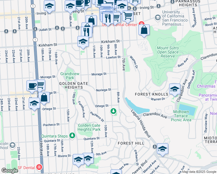 map of restaurants, bars, coffee shops, grocery stores, and more near in San Francisco