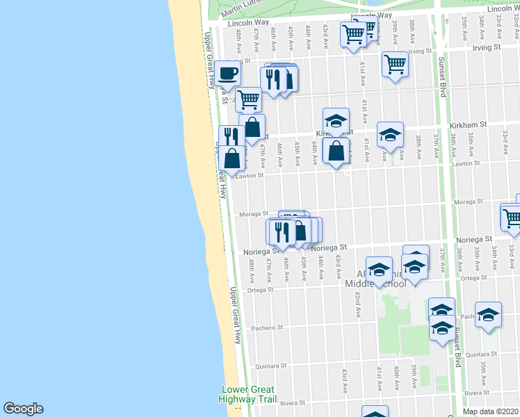 map of restaurants, bars, coffee shops, grocery stores, and more near in San Francisco