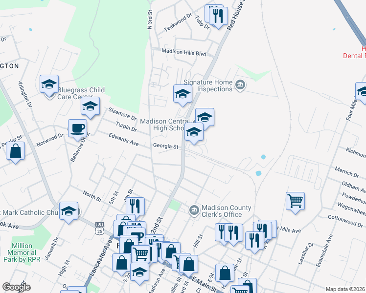 map of restaurants, bars, coffee shops, grocery stores, and more near 703 North 2nd Street in Richmond