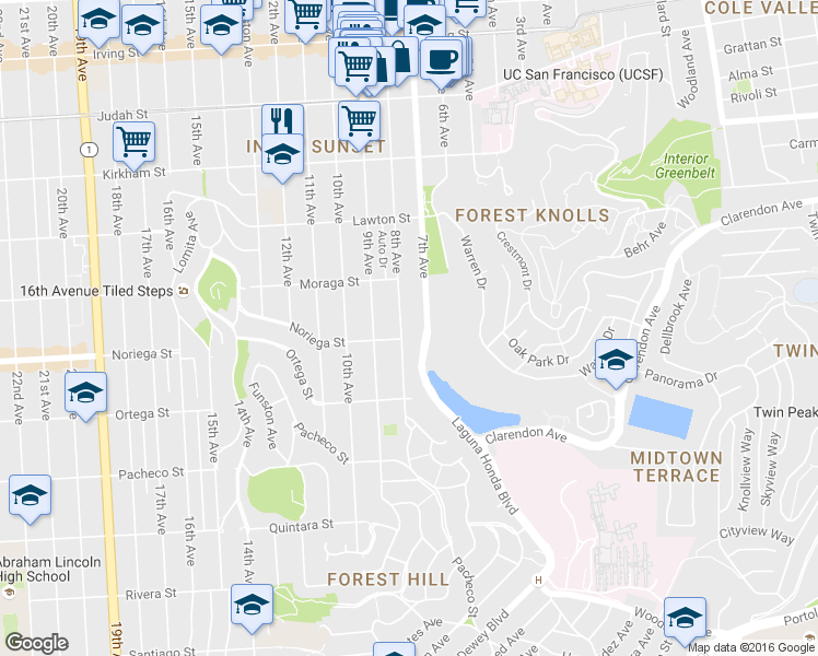 map of restaurants, bars, coffee shops, grocery stores, and more near 1792 8th Avenue in San Francisco