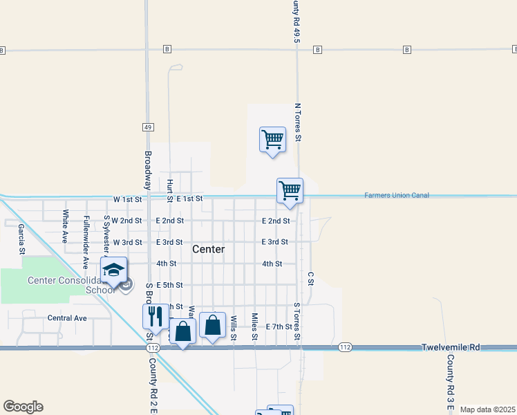 map of restaurants, bars, coffee shops, grocery stores, and more near 148 Miles Street in Center