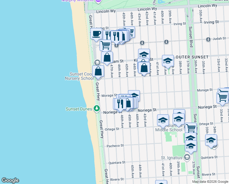 map of restaurants, bars, coffee shops, grocery stores, and more near in San Francisco