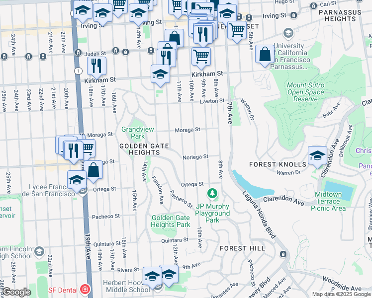 map of restaurants, bars, coffee shops, grocery stores, and more near 1770 11th Avenue in San Francisco