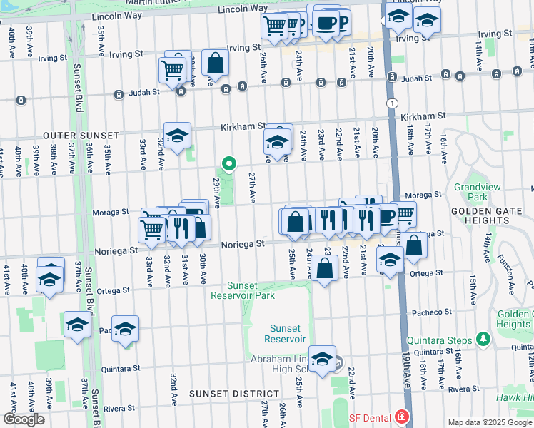 map of restaurants, bars, coffee shops, grocery stores, and more near 1738 26th Avenue in San Francisco