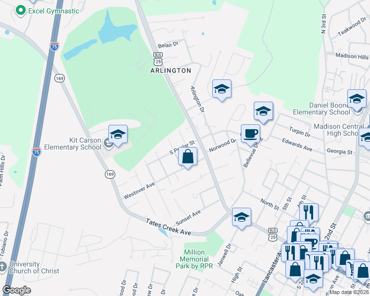 map of restaurants, bars, coffee shops, grocery stores, and more near 424 Letcher Avenue in Richmond