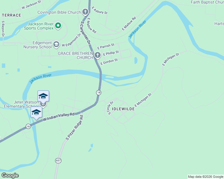map of restaurants, bars, coffee shops, grocery stores, and more near 227 East Marshall Street in Covington