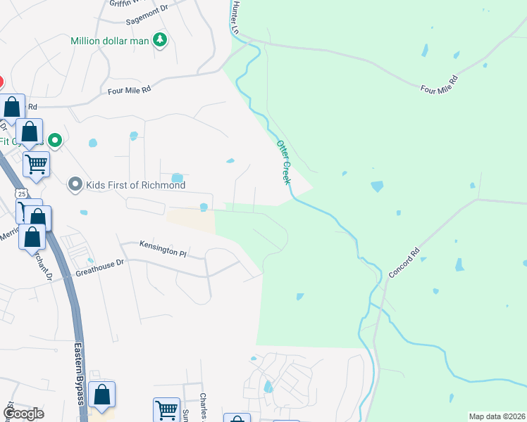 map of restaurants, bars, coffee shops, grocery stores, and more near 319 Concord Road in Richmond