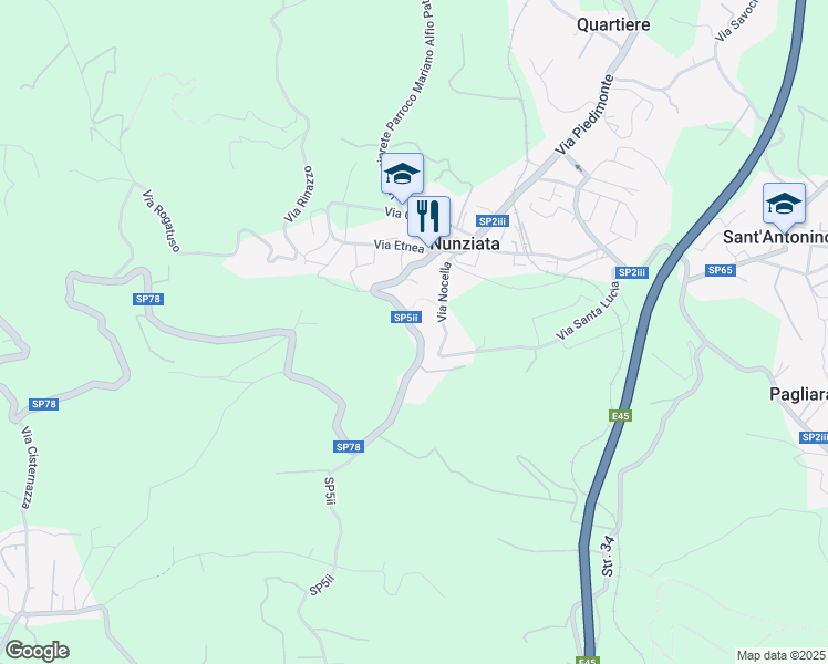 map of restaurants, bars, coffee shops, grocery stores, and more near 90 Via San Giovanni in Nunziata