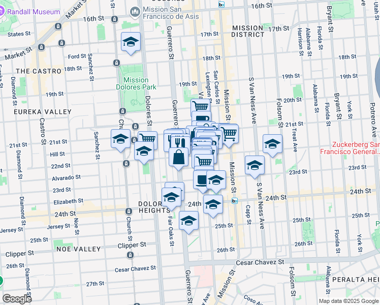 map of restaurants, bars, coffee shops, grocery stores, and more near in San Francisco