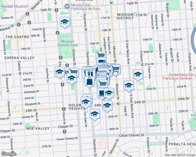map of restaurants, bars, coffee shops, grocery stores, and more near in San Francisco