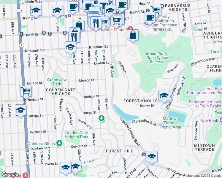 map of restaurants, bars, coffee shops, grocery stores, and more near 1792 8th Avenue in San Francisco