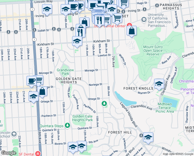 map of restaurants, bars, coffee shops, grocery stores, and more near in San Francisco
