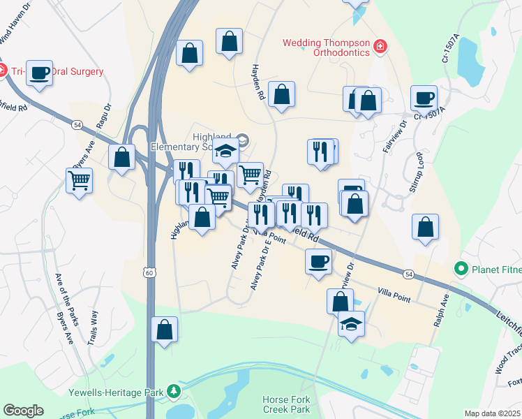 map of restaurants, bars, coffee shops, grocery stores, and more near 3001 Leitchfield Road in Owensboro