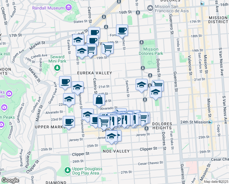 map of restaurants, bars, coffee shops, grocery stores, and more near 3774 22nd Street in San Francisco