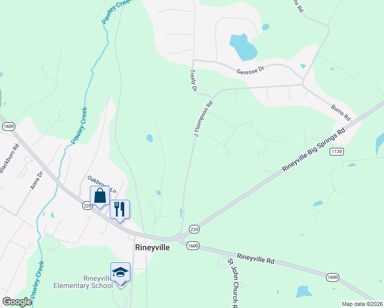 map of restaurants, bars, coffee shops, grocery stores, and more near 355 J Thompson Road in Rineyville