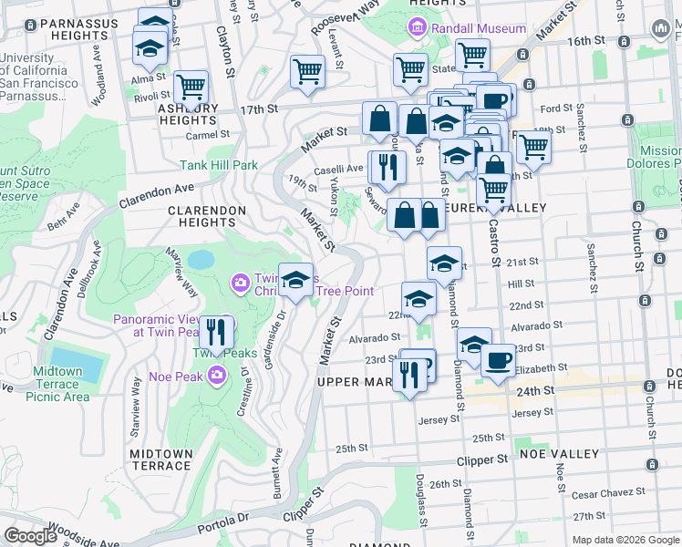 map of restaurants, bars, coffee shops, grocery stores, and more near in San Francisco