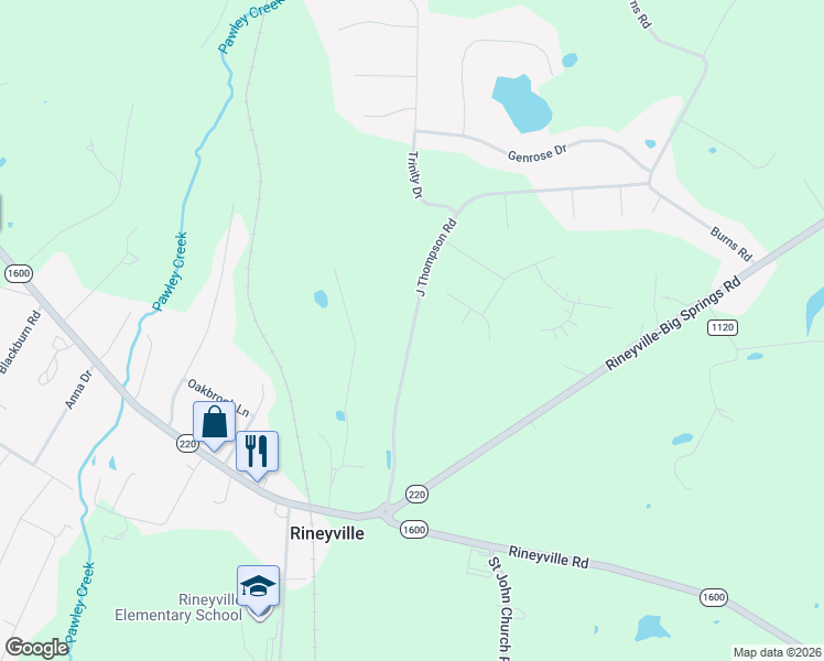 map of restaurants, bars, coffee shops, grocery stores, and more near 360 Thompson Rd in Rineyville