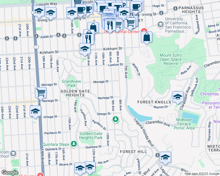 map of restaurants, bars, coffee shops, grocery stores, and more near in San Francisco