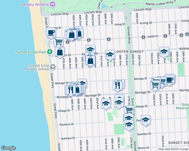 map of restaurants, bars, coffee shops, grocery stores, and more near in San Francisco