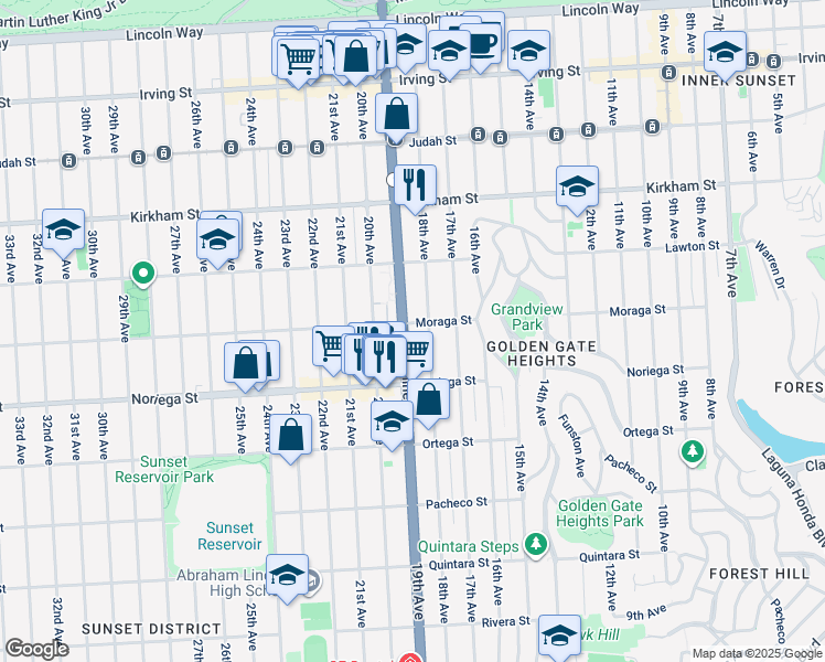 map of restaurants, bars, coffee shops, grocery stores, and more near 1684 California 1 in San Francisco