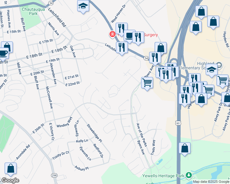 map of restaurants, bars, coffee shops, grocery stores, and more near 2400 Friendship Drive in Owensboro