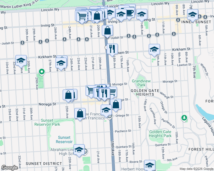 map of restaurants, bars, coffee shops, grocery stores, and more near in San Francisco
