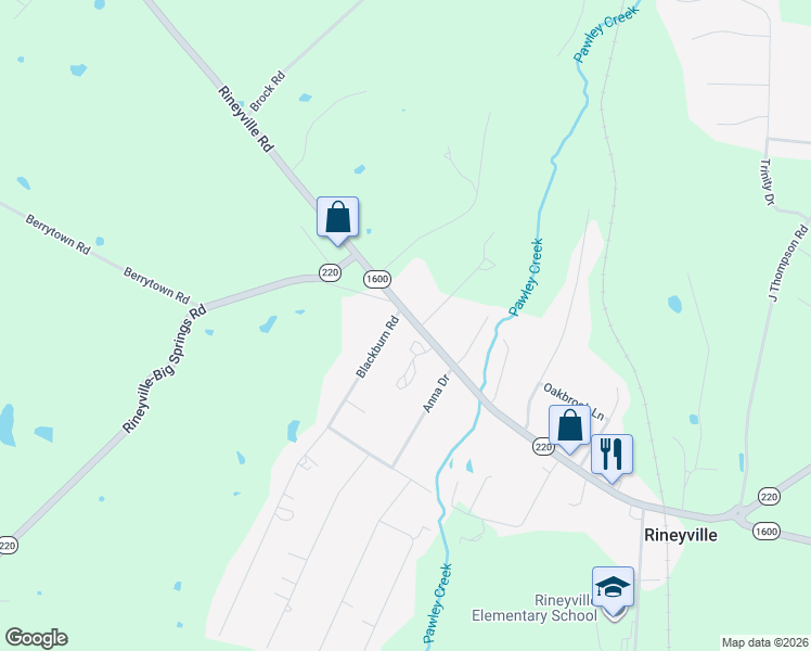 map of restaurants, bars, coffee shops, grocery stores, and more near 27-29 Blackburn Rd in Rineyville