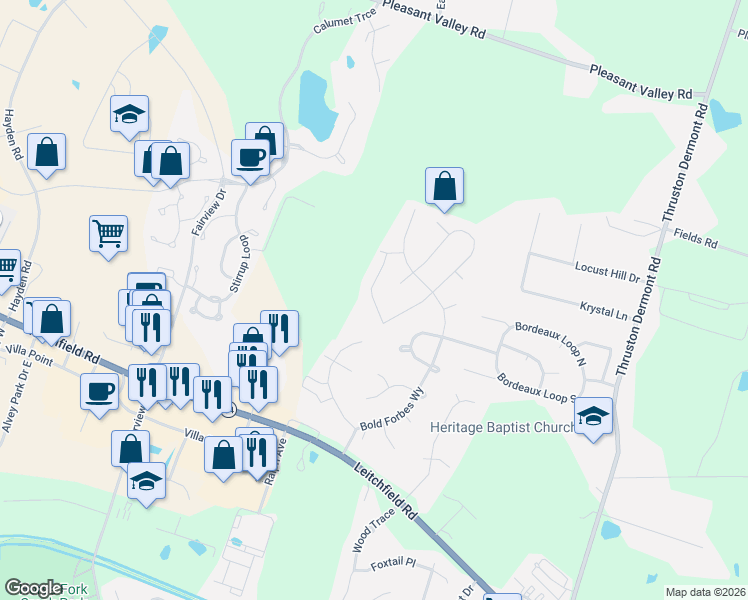 map of restaurants, bars, coffee shops, grocery stores, and more near 3455 Man-O-War Loop North in Owensboro