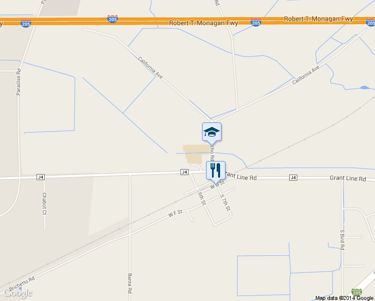 map of restaurants, bars, coffee shops, grocery stores, and more near 22345 El Rancho Road in Tracy