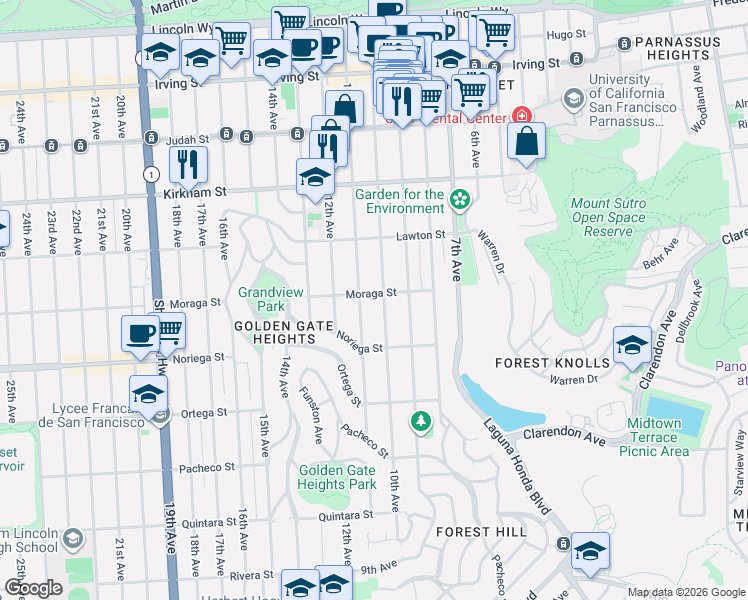 map of restaurants, bars, coffee shops, grocery stores, and more near in San Francisco