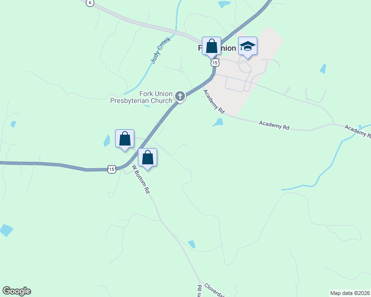 map of restaurants, bars, coffee shops, grocery stores, and more near 4238 James Madison Highway in Bremo Bluff