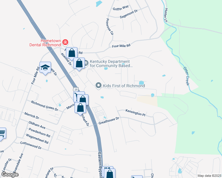 map of restaurants, bars, coffee shops, grocery stores, and more near 400 Ferris Parks Boulevard in Richmond
