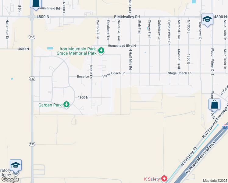 map of restaurants, bars, coffee shops, grocery stores, and more near 4346 High Noon Street in Cedar City