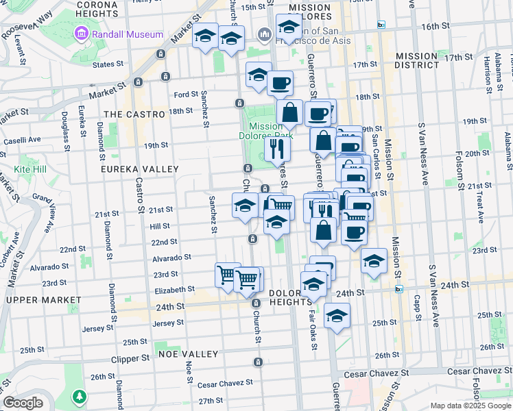 map of restaurants, bars, coffee shops, grocery stores, and more near in San Francisco