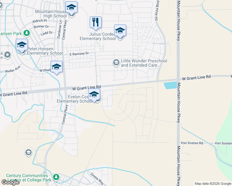 map of restaurants, bars, coffee shops, grocery stores, and more near 327 East Bobby Glen Court in Tracy