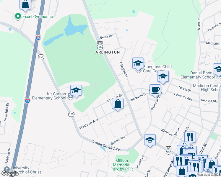 map of restaurants, bars, coffee shops, grocery stores, and more near 518 Letcher Avenue in Richmond