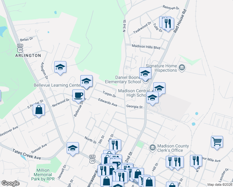 map of restaurants, bars, coffee shops, grocery stores, and more near 703 Sizemore Drive in Richmond